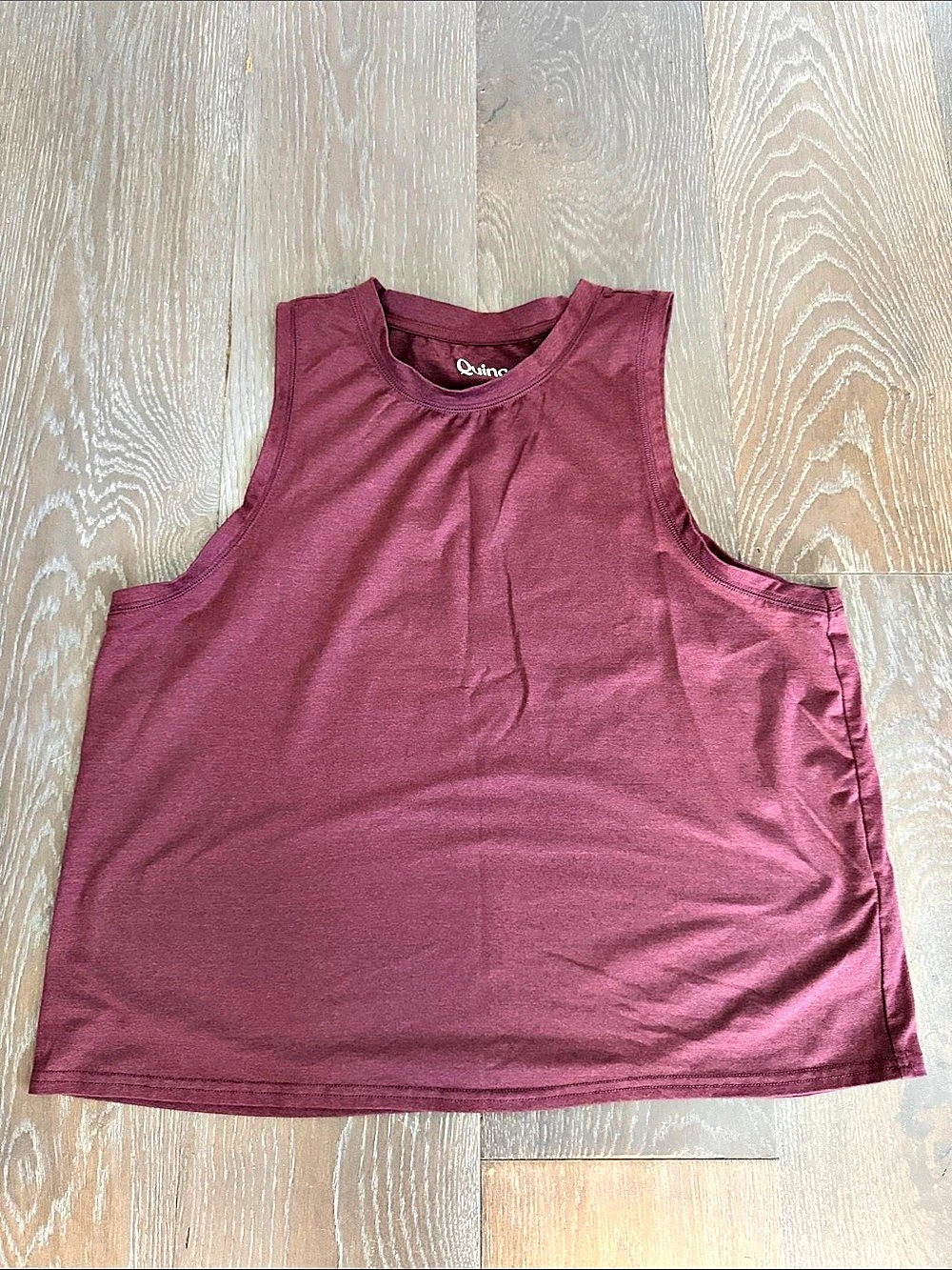 Quince Ultra-Form High-Neck Cropped Tank Burgundy Large